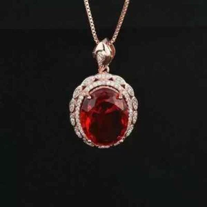 2 kt Ovalschliff Damen Beauty Anhänger Laborgefertigt Granat 14 K Rosévergoldet - Bild 1 von 5