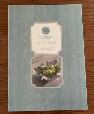 Martha Stewart Park Leaves Collection Cuenco de Metal Plateado 9 Pulgadas India Nuevo Foto 1 de 4