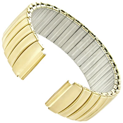 16mm or 18mm Hirsch Gold Toned Stainless Steel Men's Expansion Watch Band 3578 - Image 1 of 4