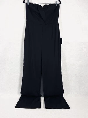 Lulus Jumpsuit Womens Large Black Strapless Straight Leg High Waisted New - Image 1 of 4