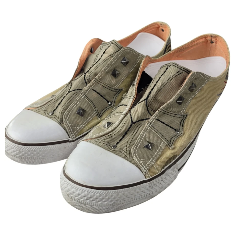 Robert Wayne Hey Sneakers Mens 10 Canvas Studded Athletic Low Top Slip On - Image 1 of 4