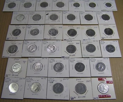 Italy Lot of 35 Vulcan Coins 50 Lire 1954 to 1995 Diff Dates, all in 2x2 holders - Image 1 of 4