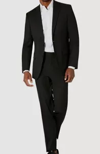 $395 Van Heusen Mens Black Solid Slim-Fit Jacket Pants 2-Piece Suit Size 40R - Picture 1 of 7