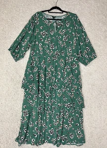 Torrid Maxi Dress Womens 4X Green Floral Tiered Boho Spring Resortwear Vacay - Picture 1 of 9