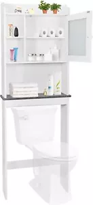 Over The Toilet Bathroom Storage Cabinet Wooden Organizer w/Adjustable Shelves - Picture 1 of 8