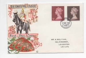 1969 GB Connoisseur High Value Definitive Stamps (2s6d, 5s) Illustrated FDC - Picture 1 of 2