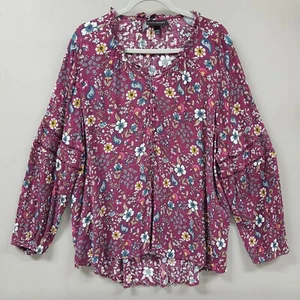 Lane Bryant Top Damen Übergröße 24 Blumen Flatterärmel Boho Bohemian Hippie - Bild 1 von 11