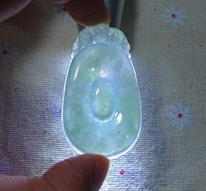 Fine Natural Type A Icy Translucent Jadeite Jade Ruyi Pendant - Picture 1 of 7