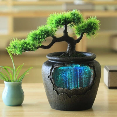 Tabletop Water Fountain Indoor Decor LED Light Desktop Waterfall Resin Ornament - Image 1 of 4