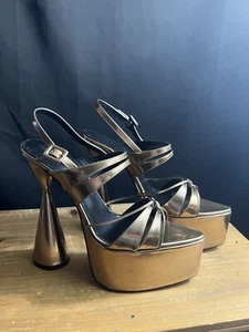 D'Accori Women Gold Belle Ankle Strap Platform Sandal Shoe 41 EU/11 US $1130 NEW - Picture 1 of 10