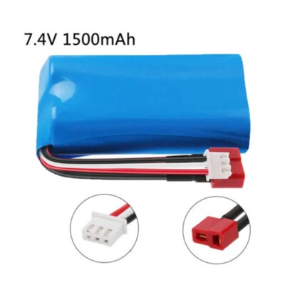 1500mAh 7.4V Li-ion Battery Deans T Plug for RC Car Truck Boat WLtoys 4WD 12401 - Image 1 of 4