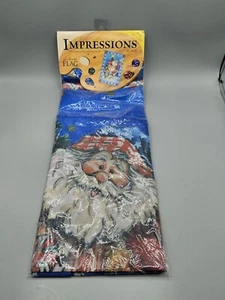 Impressions By NCE  American Spirit Santa Flag 28x40 Hand Painted  - Picture 1 of 7