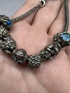 Rare Sterling Silver LAA TROLLBEADS Beads 7.5” Charm Bracelet W/ 7 LAA 925 BEADS - Picture 1 of 24