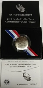 2014 D National Baseball Hall of Fame halber Dollar mit COA - Bild 1 von 2