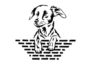 Schablone " Hund auf Mauer... " auf A4 - Bild 1 von 1