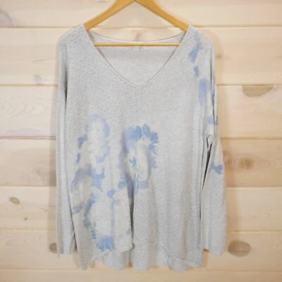 Pure J Jill Women's Size L Pullover Sweater V-neck Light Gray 100% Cotton Pastel - Image 1 of 4