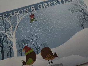 Weihnachtsgrußkarte Zwei Turteltauben unter Mistel Saisongrüße - Bild 1 von 4