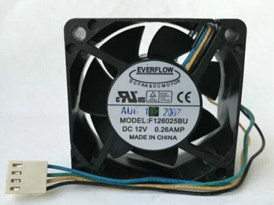 EVERFLOW F126025BU 12V 0.26A 60*60*25MM 6CM 3Pin Cooling Fan - Image 1 of 3