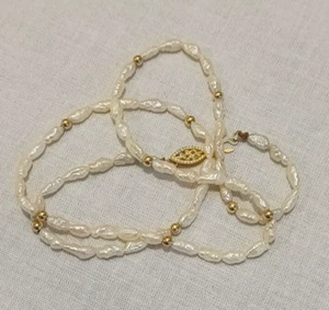 14k Gold Clasp and 11, 14k Gold beads, Freshwater Pearls, 18" long - Picture 1 of 17