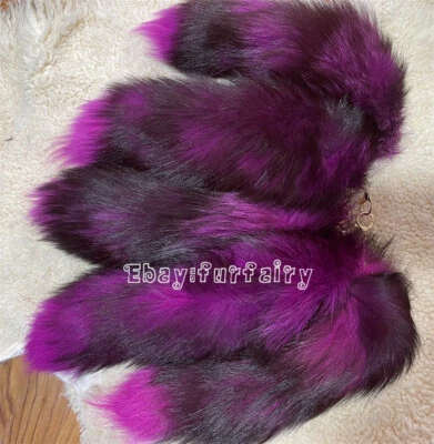 Llavero bolso colgante cola de zorro plateado teñido cola de piel real Fushia al por mayor Foto 1 de 4