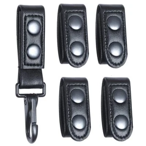 Black Plain Duty Belt Keeper with Double SnapsSet of 4 +1 Keeper with Strong ... - Picture 1 of 5