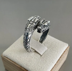 Bali Artisan Dragon Bypass Ring massiv 925 Sterling Silber 6,3 Gramm Größe 7 - Bild 1 von 17