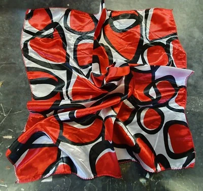 Schwarz & rot kräftig Klecksen Druck Damen kleiner Hals Satin Gefühl 50 cm Quadrat Schal Kostenloser Versand