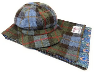 Harris Tweed Baker Jungenmütze und Schal Set in Macleod Tartan - Bild 1 von 12