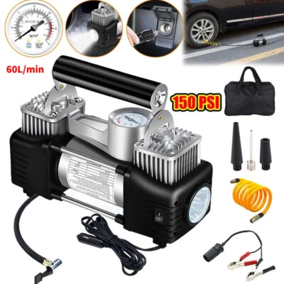 60L/Min Heavy Duty Portable Air Compressor Car Tire Inflator Electric Pump Auto