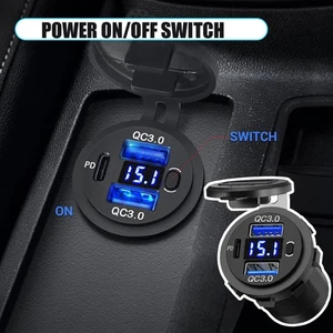 QC3.0 2 USB PD Tipo C Cargador de Coche Enchufe Adaptador Kit Para Vehículo Coche Barco - Imagen 1 de 12