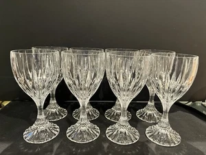 (8) Mikasa Park Lane Water Goblets Set Crystal Clear Cut Etched Rib Stems 6 3/4” - Picture 1 of 11