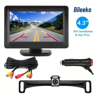 Car Backup Camera 4.3 Inch Monitor Kit License Plate Rear View Camera Car Truck - Picture 1 of 17