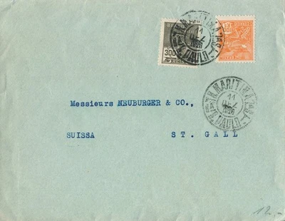 BRAZIL 1920, USED COVER TO SWITZERLAND WITH MARITIME POSMARKS.   #A866 - Image 1 of 2