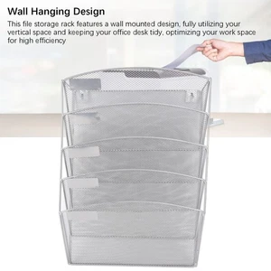 Wall Mount File Organizer 5 Tier Slanted Bottom Vertical Hanging Storage Ra Fit - Picture 1 of 12