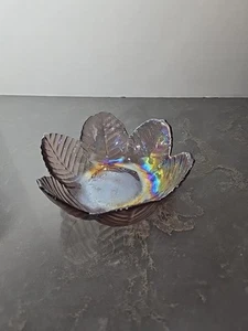 Fenton Purple Carnival Glass Iridescent Tulip 5-1/4" Bowl MCM GREEN GLOW 365nm - Picture 1 of 7