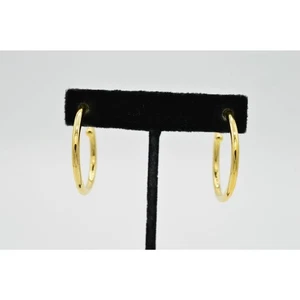 Vintage 1.25" Hoops Hoop Earrings Pierced Elegant Gold Tone Dangle 80s 1980s NOS - Picture 1 of 7