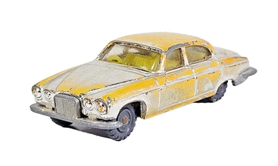HUSKY Models Yellow Jaguar MK 10 Diecast Toy Car GT Britain Playworn 1960s. - Image 1 of 4