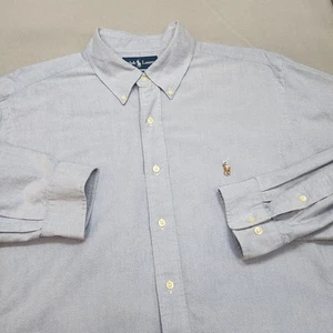 Ralph Lauren Hemd Classic Fit Blau Knopfleiste Herren Gr. 18 36/37 - Bild 1 von 6
