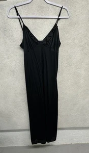 Vintage Sexy Silk Night Gown Lingerie Made In USA Sleepwear Size Small Black - Picture 1 of 8
