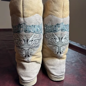 Harley Davidson Lammfell Shearling hohe bestickte Winterstiefel Rarität Größe 9,5 - Bild 1 von 16
