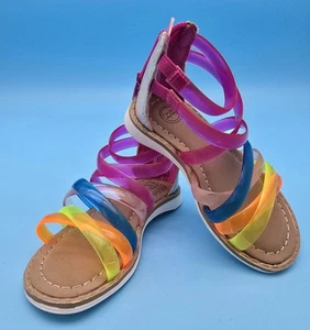 Wonder Nation Ankle-Strap rear zipper Sandals/ Toddler Girls Size 7 Multicolor - Picture 1 of 22