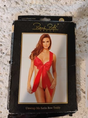 Rene Rofe NEW Sexy Red Unwrap Me Satin Bow Teddy Size 1X/2X - Image 1 of 2