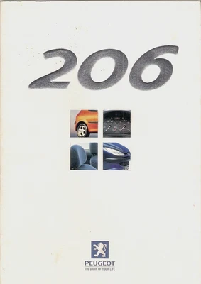 Peugeot 206 1999-2000 UK Market Brochure GTi Roland Garros XS DTurbo GLX LX L - Image 1 of 2