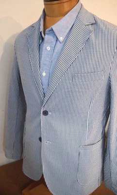 CALA 1789 Riviera стиль Niko Tech ткани синий Seersucker Blazer новый с Ярлыками XXL $275 - Изображение 1 из 4