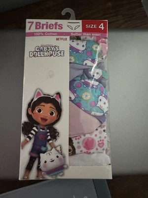 New  Gabby's Dollhouse Girl's 7 Pack Character Underwear Size 4 100% Cotton - Image 1 of 3