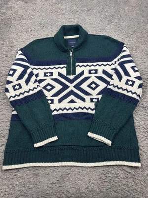 Suéter American Eagle Hombres 2XL Suroeste Azteca Chal Cuello 1/4 Cremallera Pullover De Colección Foto 1 de 4