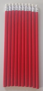 10  Stück Bleistifte-rund mit Radiergummi  - ca. 19 cm lang / Rot - Bild 1 von 1
