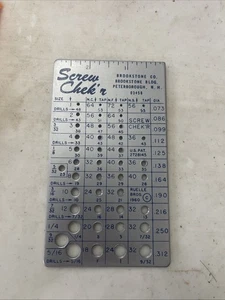 Vintage Brookstone Schraube Chek’r SAE Gewindebohrer Messgerät Tabelle USA Pat 2728145 - Bild 1 von 5