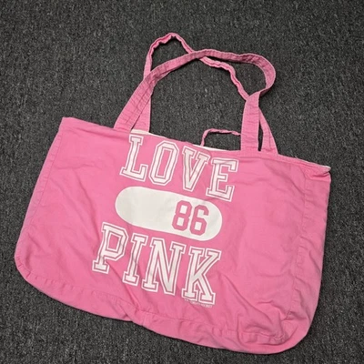 Bolso de Mano Victoria’s Secret ROSA Love Pink 86 Logo Algodón Lona Tienda Viaje Foto 1 de 4
