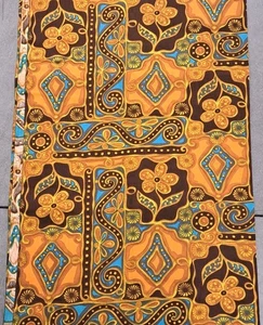 Vintage 1960's Mod Hippie Upholstery Sewing Fabric 2 1/4 yd x 44" MCM Flower  - Picture 1 of 3